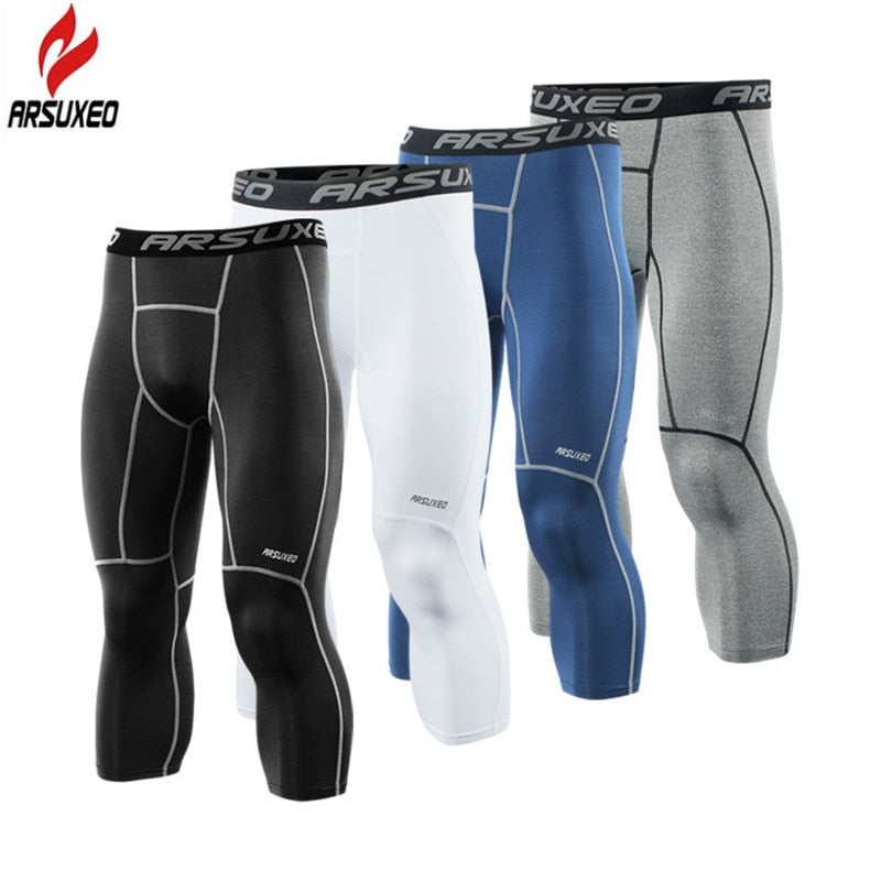 New Men's Running 3/4 Tights Compression Sport Leggings Gym Fitness MM –  Noble Brands