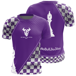 No Bull Jiu Jitsu Rash Guard - Purple Belt Bishop Chess Piece Design - No Bull Jiu Jitsu