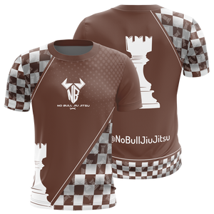 No Bull Jiu Jitsu Rash Guard - Brown Belt Rook Chess Piece Design - No Bull Jiu Jitsu