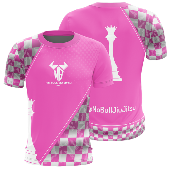 No Bull Jiu Jitsu Rash Guard - Pink Queen Chess Piece Design (Woman Size) - No Bull Jiu Jitsu