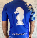 No Bull Jiu Jitsu Rash Guard - Blue Belt Knight Chess Piece Design - No Bull Jiu Jitsu