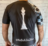 No Bull Jiu Jitsu Rash Guard - Black Belt King Chess Piece Design - No Bull Jiu Jitsu