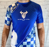 No Bull Jiu Jitsu Rash Guard - Blue Belt Knight Chess Piece Design - No Bull Jiu Jitsu